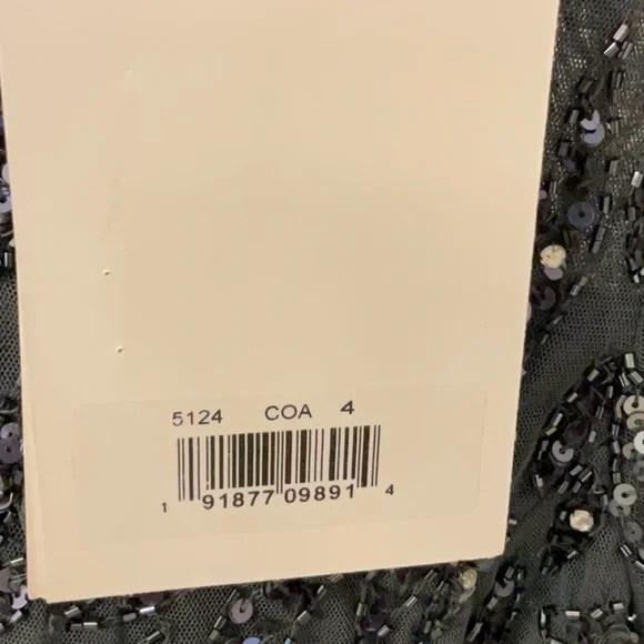 Mac Duggal - Dark Gray Beaded Long Sleeve Evening Gown - Picture 5 of 8